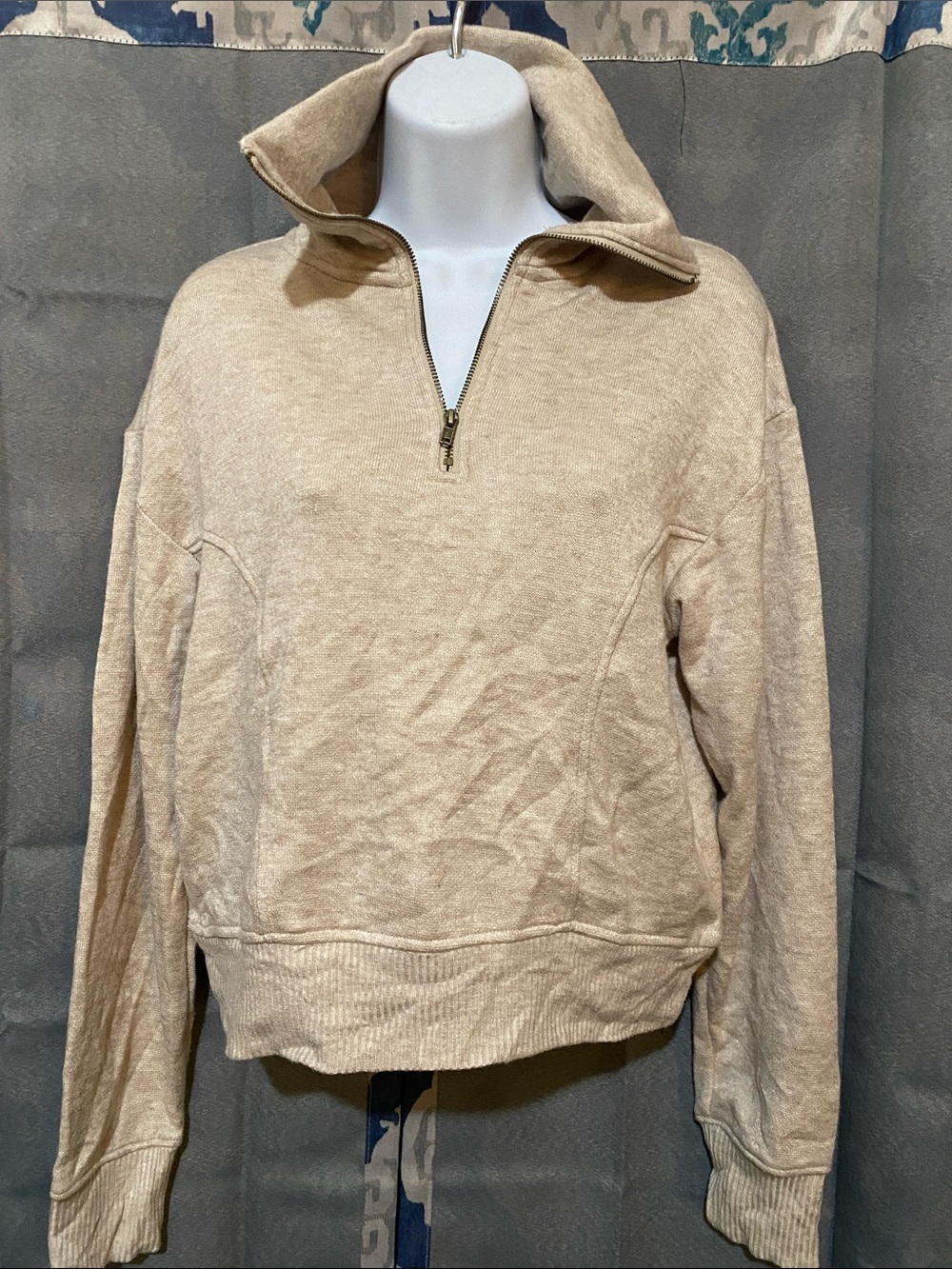 Universal Thread Cream Quarter-Zip Cowl Sweatshirt